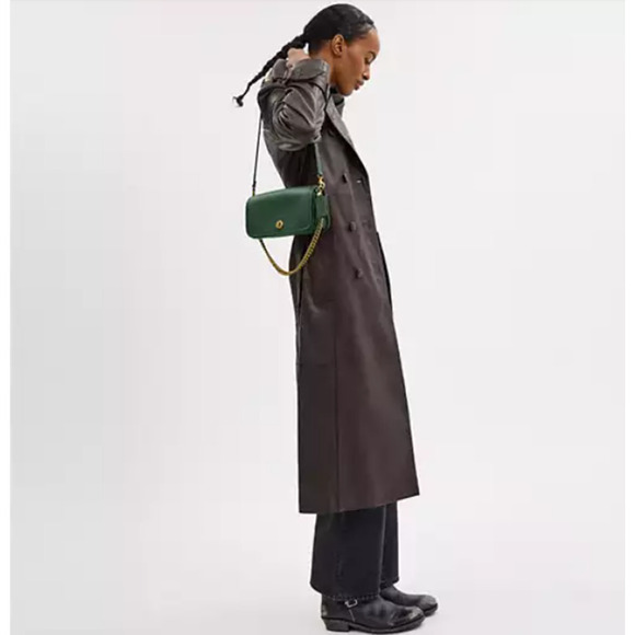 Coach Dinky Shoulder Bag Leather/Hunter Green 2 Strap CW641 NWT + Free Gift Box - Picture 9 of 12